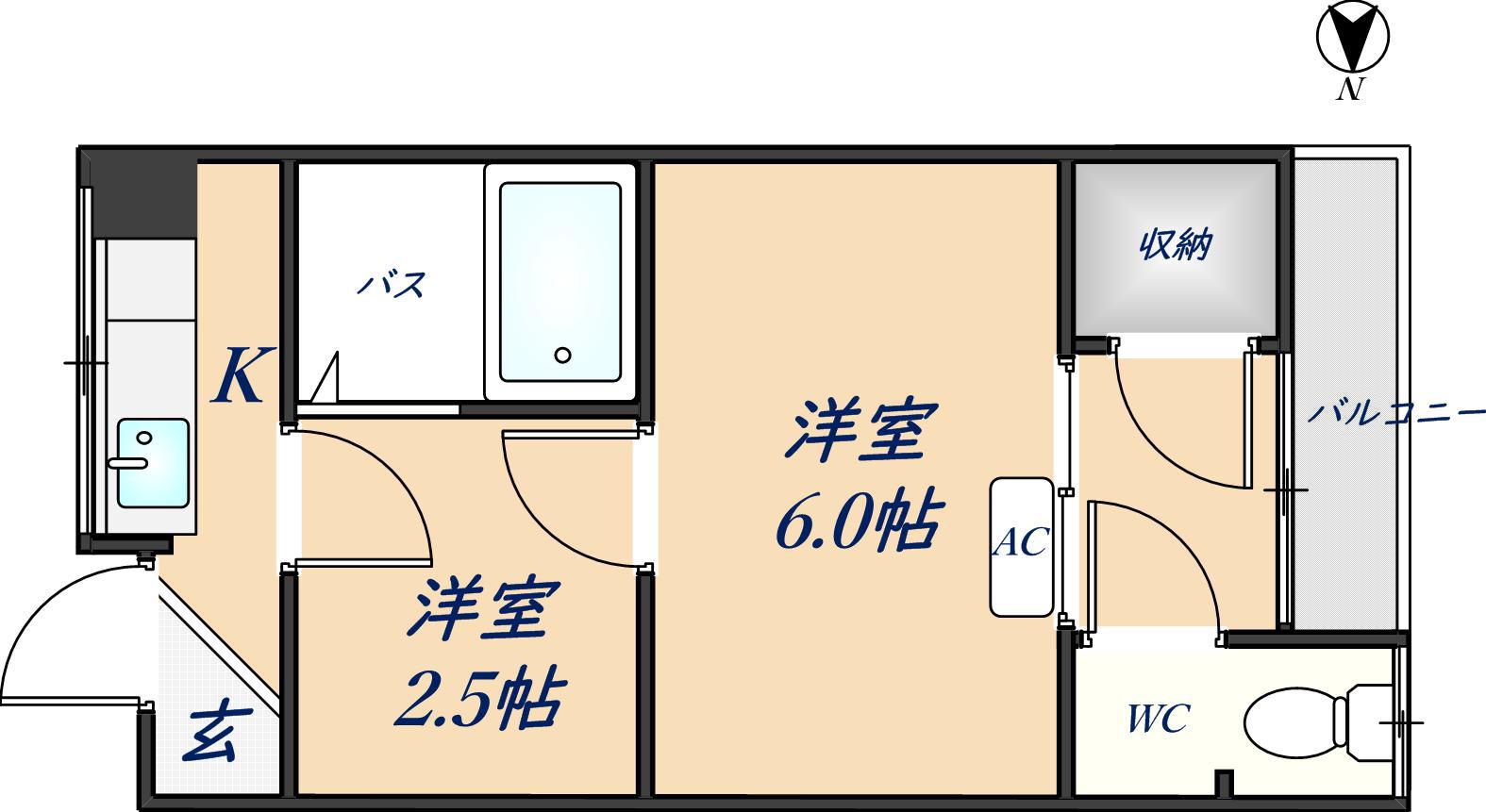 出雲井ハイツ(2K/2階)の間取り写真