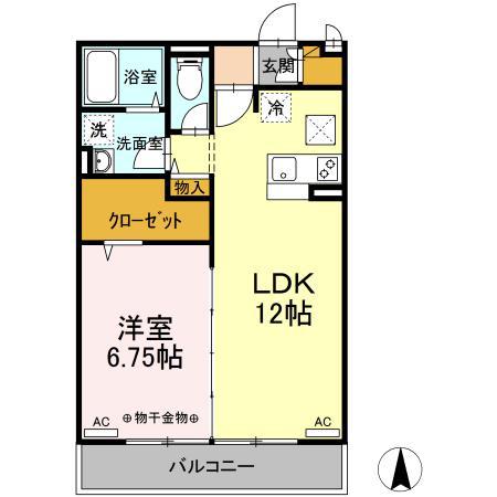 グランドソレーユ(1LDK/1階)の間取り写真