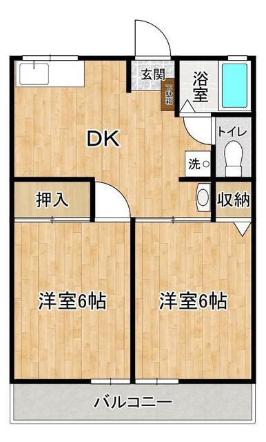 シティハイム高橋(2DK/1階)の間取り写真