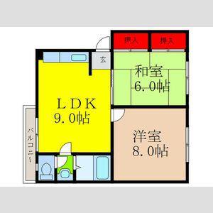 福田ハイツ(2LDK/2階)の間取り写真