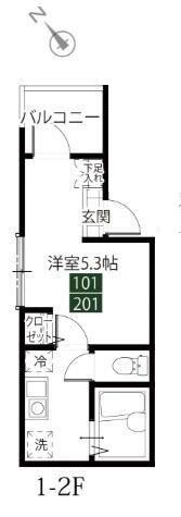 TOPLAND堀切菖蒲園(1K/1階)の間取り写真