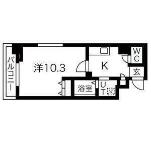 アスコット南仙台駅前(1K/3階)の間取り写真