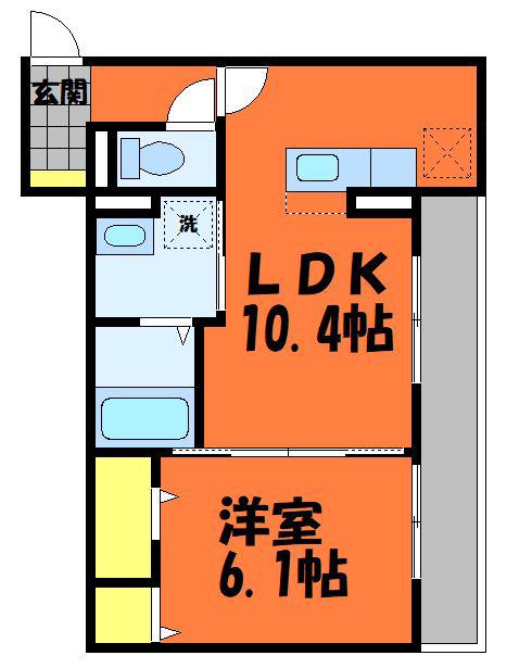 ブルーミア(1LDK/1階)の間取り写真