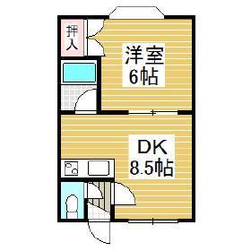 グリーンハイツ(1DK/3階)の間取り写真