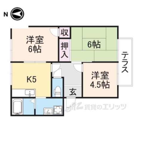 フレグランスタニグチ(3DK/1階)の間取り写真