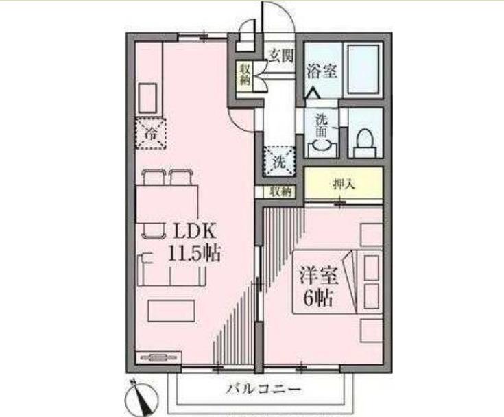 第5パレスイン(1LDK/1階)の間取り写真