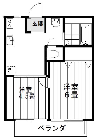 ハイツリベラルA(2DK/2階)の間取り写真
