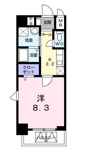 マウントック・ローズ(1K/2階)の間取り写真