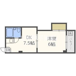 リリアン都島(1DK/5階)の間取り写真