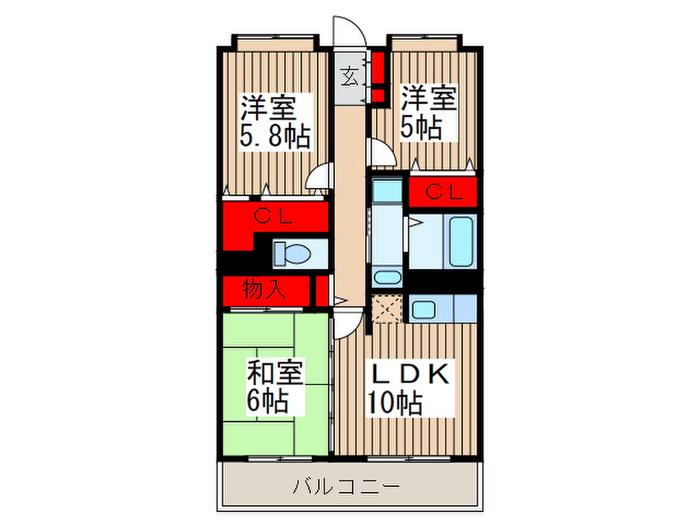 プレステージ北本(3LDK/1階)の間取り写真