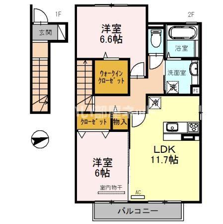 グレイスガーデン(2LDK/2階)の間取り写真