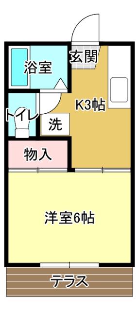 フォーブル加藤(1K/2階)の間取り写真