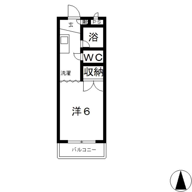 ロワールB棟(1K/3階)の間取り写真