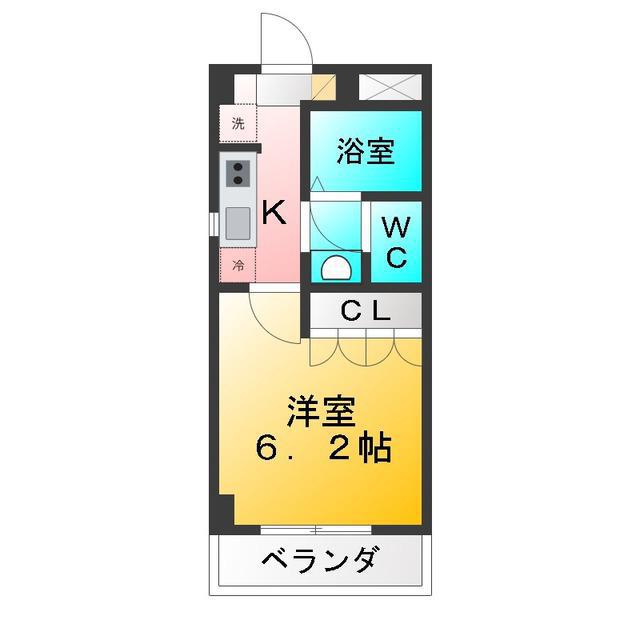 グリーンステージ(1K/2階)の間取り写真