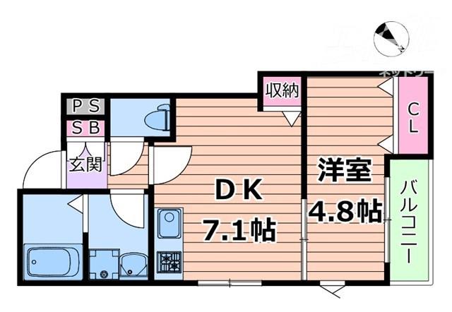 BF MAISON HAUT CHATEAU(1DK/1階)の間取り写真
