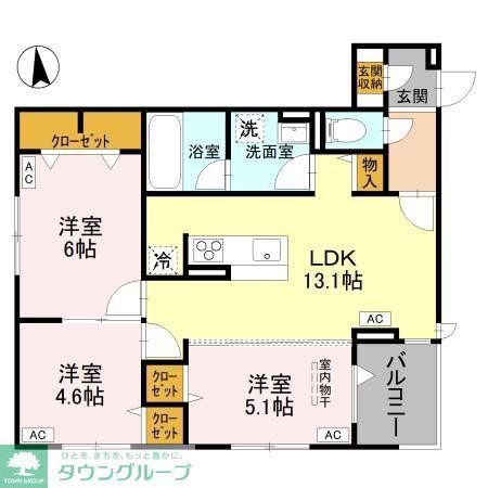 D-ROOM元横山(3LDK/3階)の間取り写真