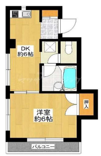 MAハウス(1DK/3階)の間取り写真