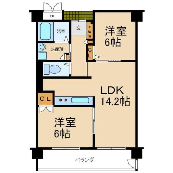 フラン・スラージュ枚方(2LDK/4階)の間取り写真