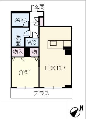 フェリシティIII(1LDK/1階)の間取り写真