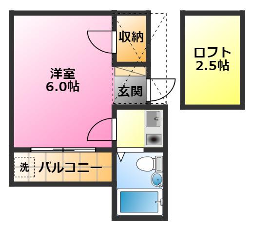 クレア白楽(1K/2階)の間取り写真