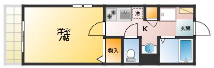 TALASSIO(1K/2階)の間取り写真