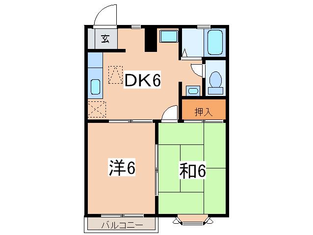 エステート飯田(2DK/2階)の間取り写真