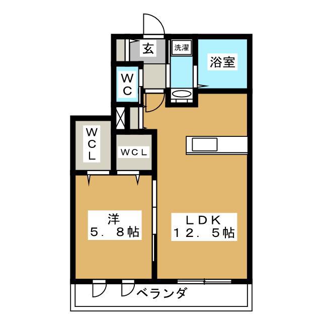 YBLUE(1LDK/2階)の間取り写真
