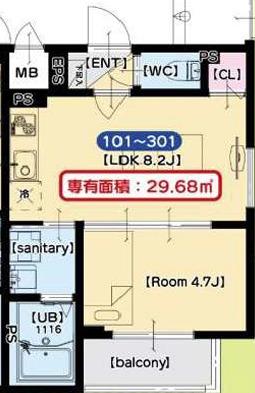 F ASECIA ALCON(1LDK/1階)の間取り写真