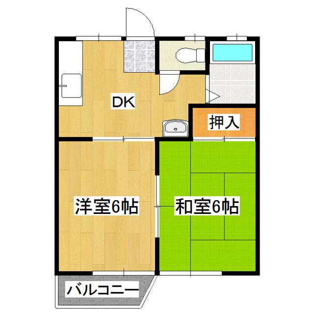 関口ハイツ(2DK/1階)の間取り写真