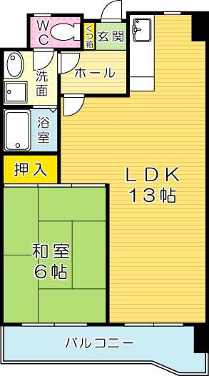 サンラビール小倉(1LDK/9階)の間取り写真