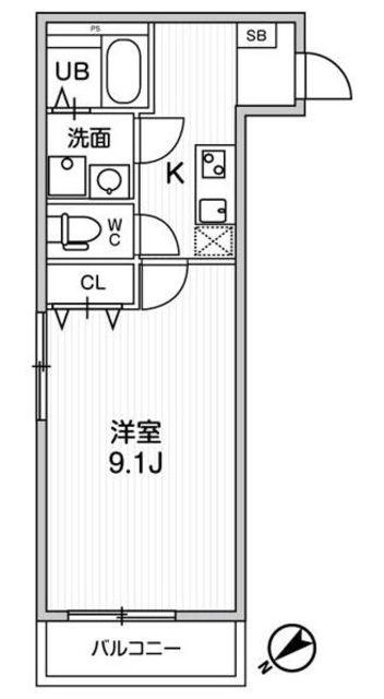 T′S CUOREお花茶屋(1K/3階)の間取り写真