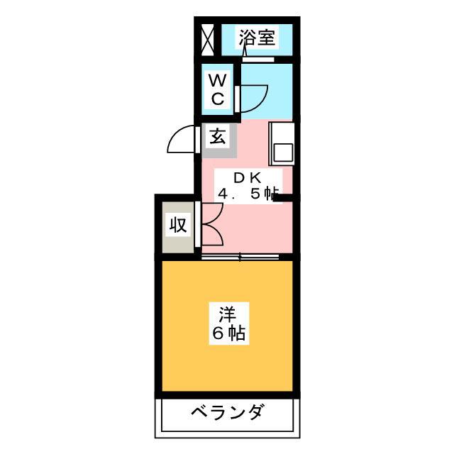 コアパレス安西(1DK/4階)の間取り写真