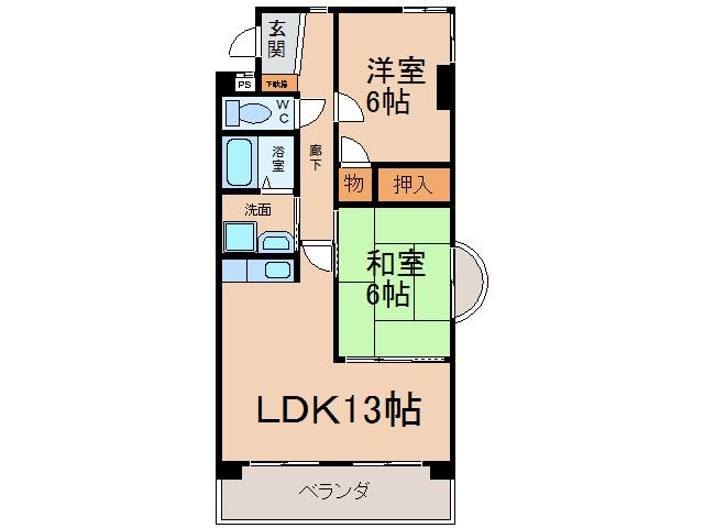 グランピア(2LDK/3階)の間取り写真