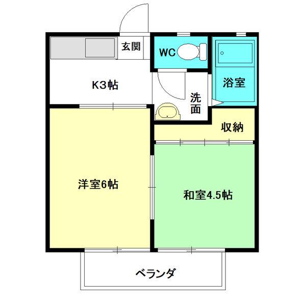 パナハイツもり(2K/1階)の間取り写真
