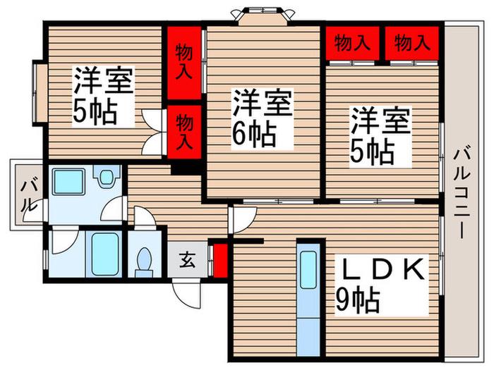 JR埼京線 中浦和駅 徒歩7分 3階建 築38年(3LDK/2階)の間取り写真