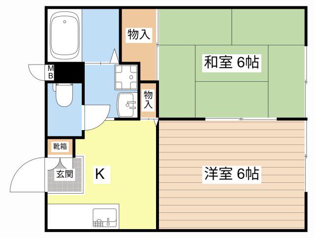 リバーサイドハイツ(2K/2階)の間取り写真