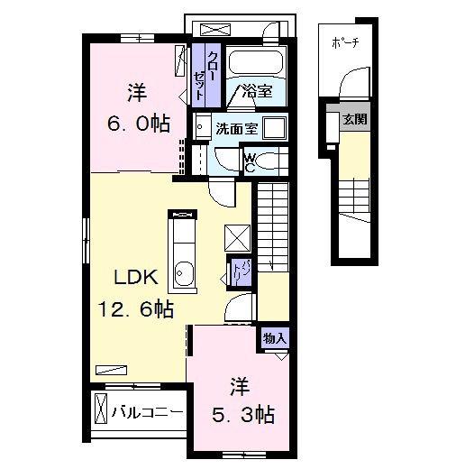 UH大西(2LDK/2階)の間取り写真