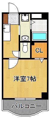 エルマーノ下到津(1K/2階)の間取り写真