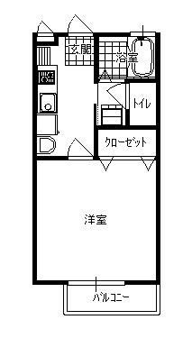 KGハイツ(1K/2階)の間取り写真