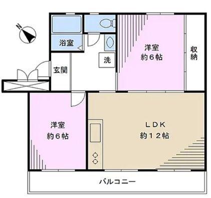 西小中台団地21棟(2LDK/3階)の間取り写真