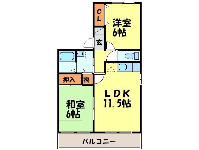 ラヴィタ春日(2LDK/2階)の間取り写真