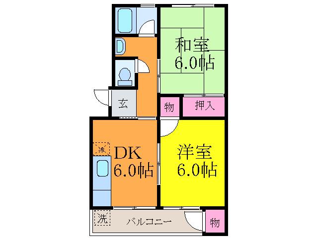 岸田マンション(2DK/2階)の間取り写真