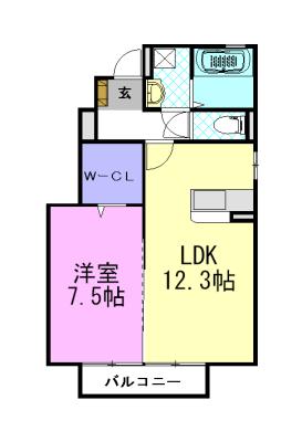 スパローハウス参番館A(1LDK/1階)の間取り写真