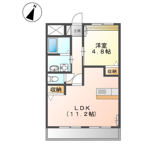 プラッツ・ユーVI(1LDK/1階)の間取り写真
