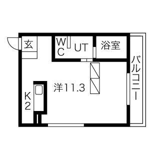 ライフコート(1K/2階)の間取り写真