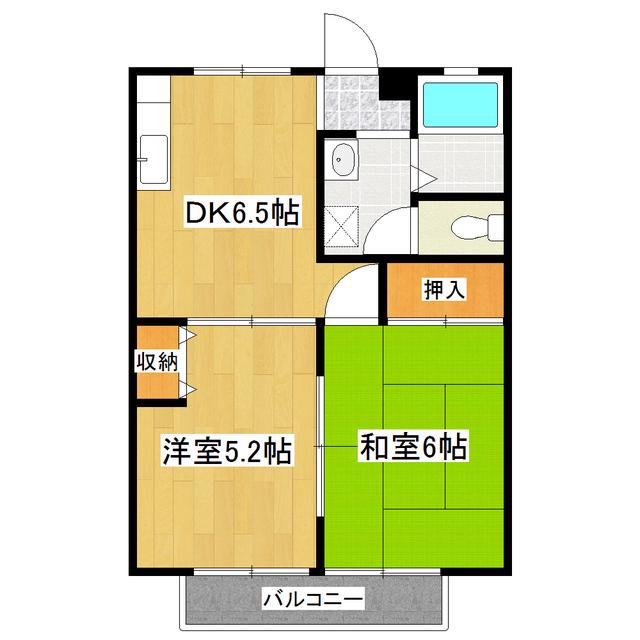 サンハイツ第二(2DK/2階)の間取り写真