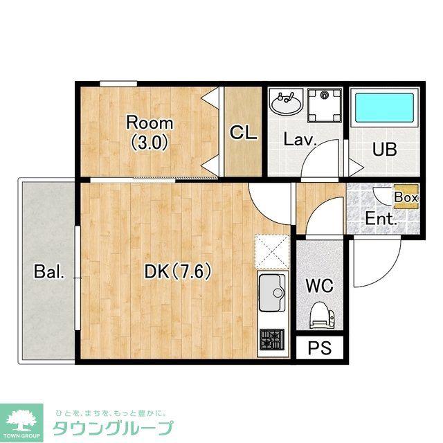 ジーメゾン狭山水野(1DK/3階)の間取り写真