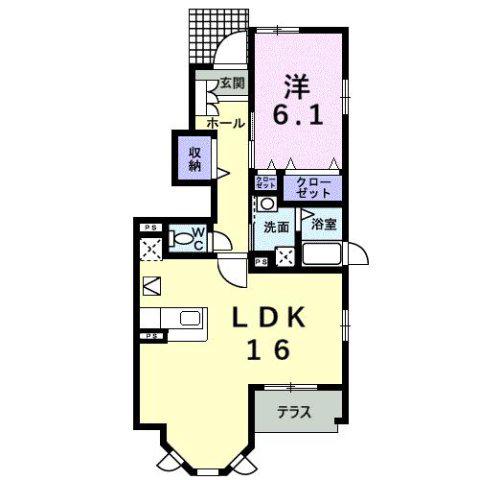 ソレイユルヴァン(1LDK/1階)の間取り写真
