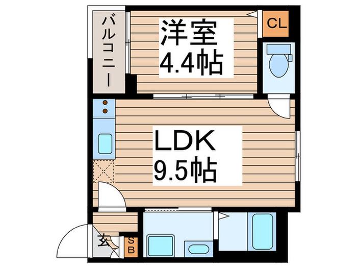 ソレイユ柵下(1LDK/3階)の間取り写真