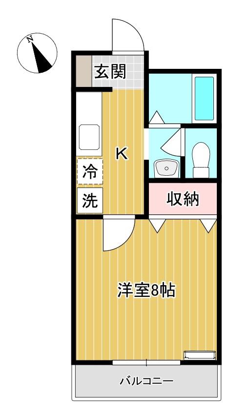 ファミール桜(1K/1階)の間取り写真